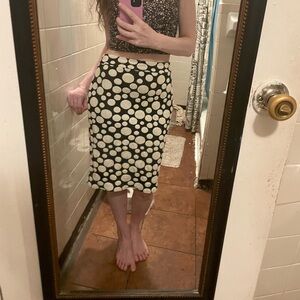 Polka Dot White & Black Midi Skirt - no brand, from small boutique